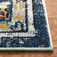 Boho Chic Medallion Distressed Soft Area Rug, Blue / Light Blue