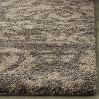 Damask Plush 1.2-inch Thick  Shag Area Rug, Smoke / Beige
