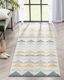 Triangles Geometric Gold Blue Area Rug