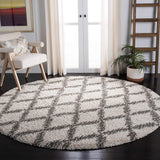 SAFAVIEH Hudson Shag Collection Moroccan Trellis Non-Shedding Living Room Bedroom Dining Room Entryway Plush 2-inch Thick Runner, , Ivory / Grey