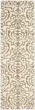 Damask Plush Thick Shag Area Rug, Cream / Beige