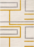 Good Vibes Fiona Gold Modern Geometric Lines  3D Texture Soft Area Rug