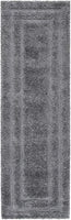 Grey Box Border Textured Thick Plush Shag Area Rug