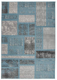 Box Pattern Teal Blue Area Rug