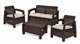 All Weather Indoor Outdoor Chair Love seat Sofa Patio Set With Cushion - 4 Piece Set