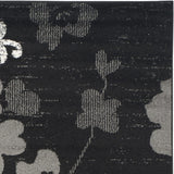 Black/Silver Floral Damask Soft Area Rug