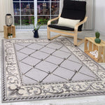 Kashan King Collection Geometric Indoor Area Rug Grey/Cream