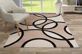 Contemporary Abstract Circles Soft Beige Area Rug