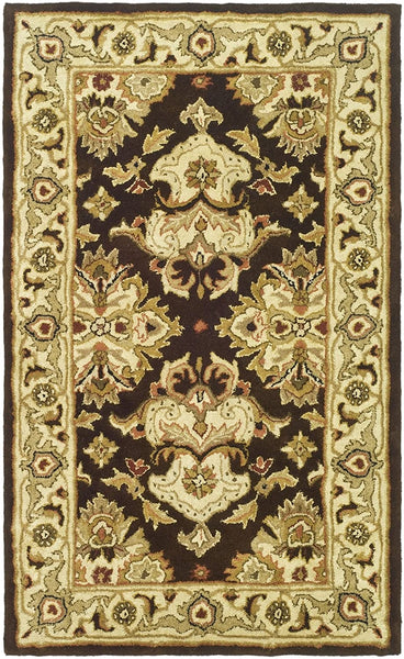 Safavieh Heritage Collection Handmade Traditional Oriental Premium Wool Area Rug, Espresso / Ivory