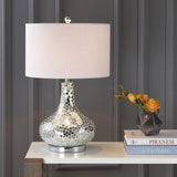 Emilia 26" Mirrored Mosaic LED Table Lamp Silver