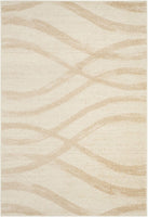 Modern Wave Distressed Soft Area Rug, Cream / Champagne