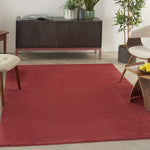 Solid Contemporary Brick Red Indoor/Outdoor Area Rug