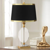 Valerie Clear Crystal Table Lamp with Black Shade