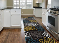 Floral Gray/Grey Yellow Blue Area Rug