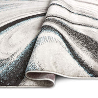 Abstract Gray Turquoise Blue Soft Area Rugs