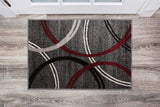 Contemporary Circles Pattern Red Gray Soft Area Rugs