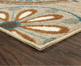 Maples Floral Non Skid Washable Beige Multi Area Rug