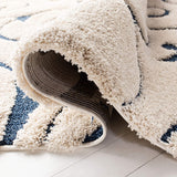 Premium Swirl Thick Plush Cream/Blue   Area Shag Rug