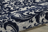 Damask Contemporary Area Rug, Ivory/Navy