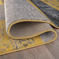 Boxes Pattern Mustard Yellow Gray Area Rug