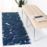 Premium Swirl Thick Plush  Dark Blue/Cream   Area Shag Rug