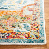 Boho Chic Oriental Medallion Distressed Area Rug, Orange Teal