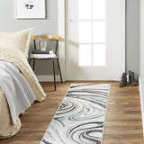 Abstract Gray Turquoise Blue Soft Area Rugs