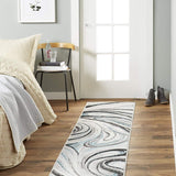 Abstract Gray Turquoise Blue Soft Area Rugs