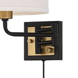 Joelle Black and Antique Brass Swing Arm Plug-In Wall Lamp