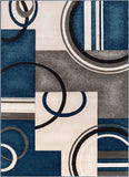Good Vibes Belle Dark Blue Modern Abstract Geometric 3D Textured Soft Area Rug