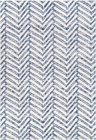 Geometric Ivory Blue Area Rug