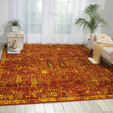 Timeless Scarlet Brown Red Gold Wool Soft Area Rug