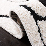 Premium Swirl Thick Plush  Ivory/Black Area Shag Rug