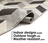 Gray White High Traffic Stain Resistant Chevron Indoor Outdoor Area Rug