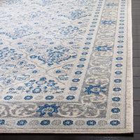 Damask Trellis Soft Area Rug, Light Grey / Blue