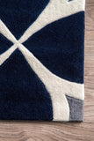 Geometric Handmade Navy Ivory Grey Area Rug
