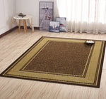 Brown Bordered Design Area Rug - Non-Slip/ No Skid