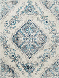 Antioch Traditional Medallion Area Rug Navy/White