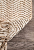 Natural Wavy Chevron Jute Area Rug