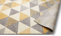 Isometry Gold Grey Modern Geometric Triangle Pattern Soft Area Rug