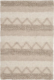 Natura Collection Handmade Moroccan Boho Tribal Wool & Viscose Area Rug Beige