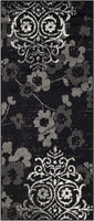 Black/Silver Floral Damask Soft Area Rug