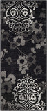 Black/Silver Floral Damask Soft Area Rug