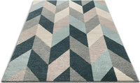 Selene Herringbone Chevron Geometric Soft Blue Grey Area Rug