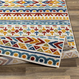 Eclectic Aqua Ivory Multi Area Rug