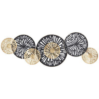 Amelia Gold and Black 47 1/4" Wide Fan Metal Wall Art