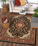 Medallion Black Traditional Soft Area Rug