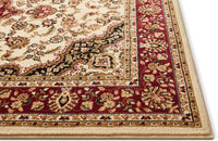 Medallion Ivory Red Traditional Soft Area Rug