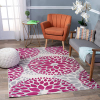 Floral Pink Gray Area Rugs