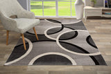 Contemporary Abstract Circles Soft Gray Area Rug